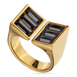 Кольцо Богемия (кристаллы SW темно-серые; покрытие золото), Есть комплект