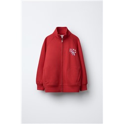 RAISED PRINT ZIP-UP SWEATSHIRT