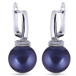 Серьги (Майорка 14мм черничная; покрытие родий), Есть комплект