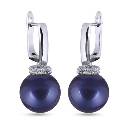 Серьги (Майорка 14мм черничная; покрытие родий), Есть комплект