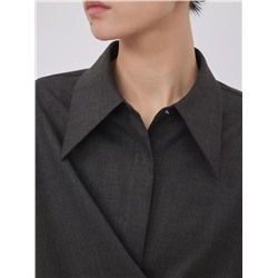 Асимметричная рубашка на запАхе с длинными рукавами и регулируемой талией на кнопках