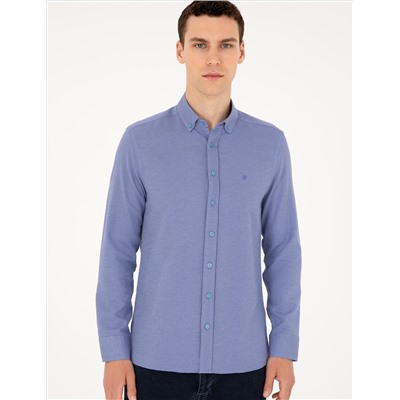 Mavi Oxford Slim Fit Uzun Kollu Gömlek