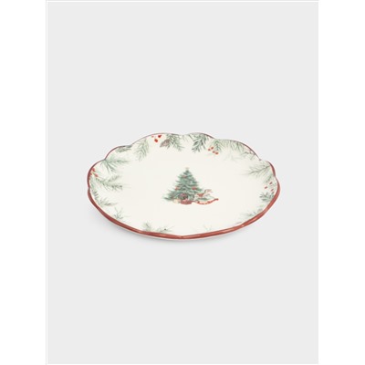 Тарелка закусочная, 20 см, керамика D, белая, Лошадка у елки, Festival