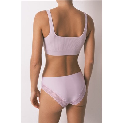 Braga clásica microfibra y encaje rosa