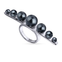 Кольцо Просекко (Майорка 4-10мм темно-серая; покрытие родий), Есть комплект