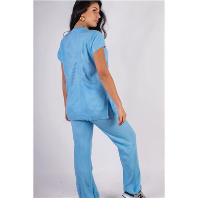 Вязаный хлопковый костюм Джемпер + Брюки палаццо, арт.219-АТ