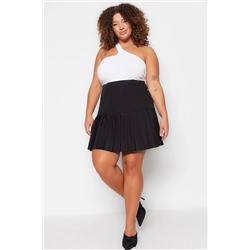 Trendyol Curve Siyah Pilili Dokuma Etek TBBSS23AZ00019