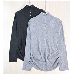 Женский элегантный шерстяной свитер с воротником-половиной на пуговицах