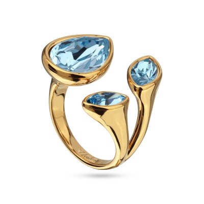 Кольцо Эйва (кристаллы SW аквамарин; покрытие золото), Есть комплект