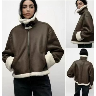 Женская ретро-куртка из толстой замши с искусственным мехом ZAR*A