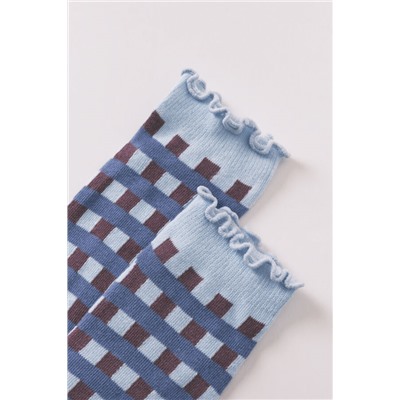 Calcetines cortos estampado cuadros azul