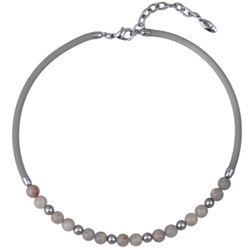 Колье Терра (опал, каучук серый; покрытие родий 45-50см), Есть комплект