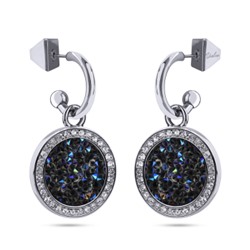 Серьги Галактика (кристаллы SW синие; покрытие родий), Есть комплект
