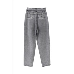 Vaquero boyfriend de tiro alto Gris