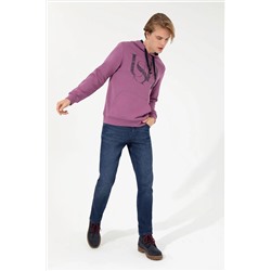 Erkek Menekşe Kapüşonlu Sweatshirt