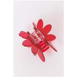 Pinza flor roja transparente