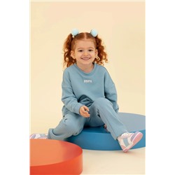 Çocuk Mavi Basic Bisiklet Yaka Sweatshirt