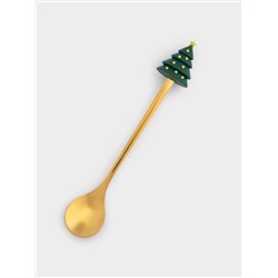 Кружка, 470 мл, с ложкой, керамика D/сталь, красная, Елка/Лошадка-качалка, Bright horse