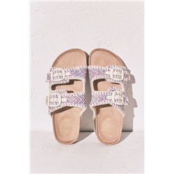 Sandalia bio tiras tejido pespuntes