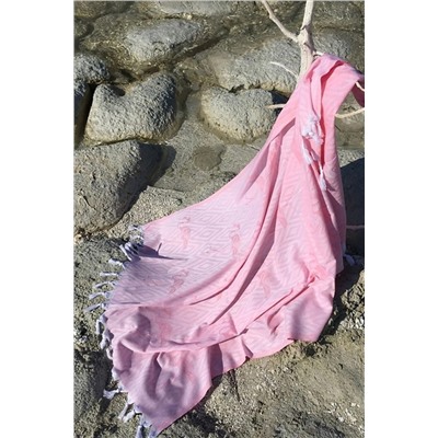 Denizli Concept Flamingo Desenli Pembe Peştemal - Yaz Koleksiyonu - %100 Pamuk
