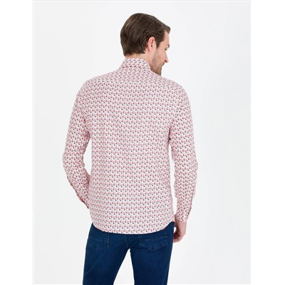 Nar Çiçeği Slim Fit Uzun Kollu Gömlek