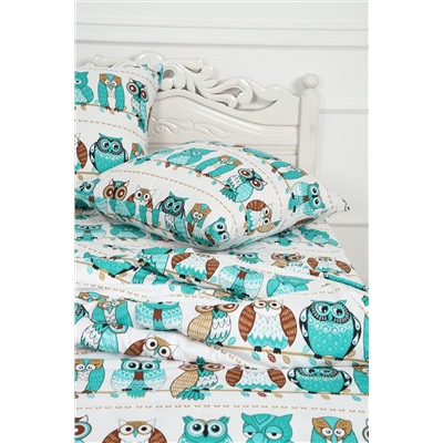 КПБ Совы 2 спальный Евро простыней на резинке