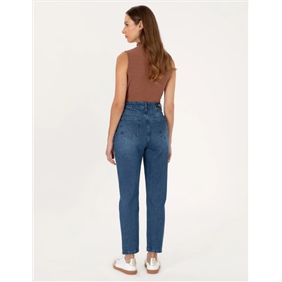 Açık Mavi Mom High Waist Fit Jean Pantolon