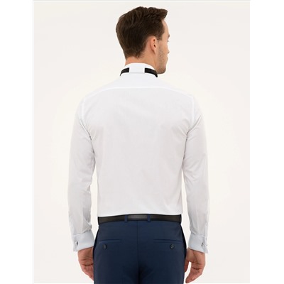 Beyaz Slim Fit Smokin Gömlek