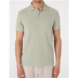 Haki Slim Fit Örme Dokulu Polo Yaka Tişört
