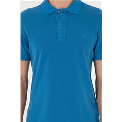 Erkek Slim Fit Polo Yaka Saks Basic Tişört