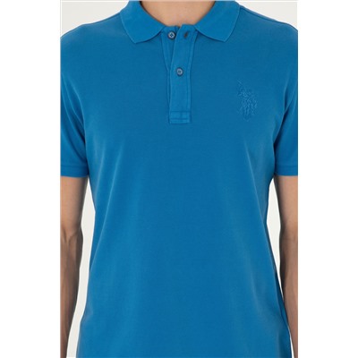 Erkek Slim Fit Polo Yaka Saks Basic Tişört