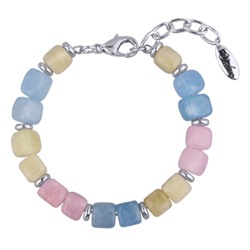 Браслет Селена (кварц карамельный микс 7-8мм; покрытие золото) 17-21см, Есть комплект