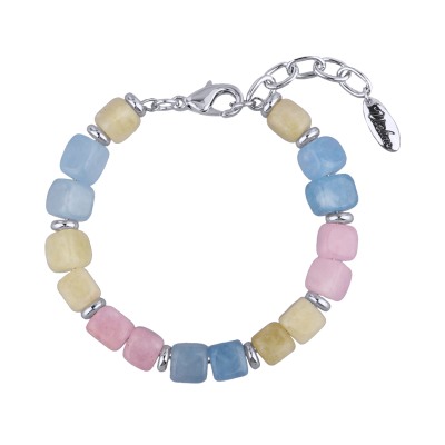 Браслет Селена (кварц карамельный микс 7-8мм; покрытие золото) 17-21см, Есть комплект