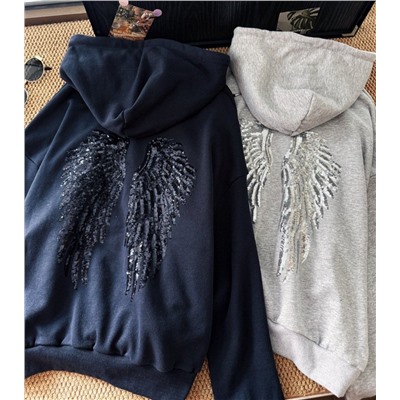 Женская толстовка с капюшоном / худи с переливающимися крыльями ДИО*Р