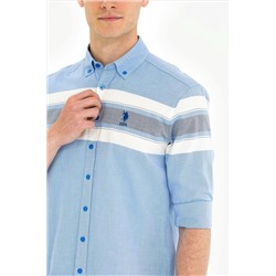 Erkek Saks Uzun Kollu Gömlek