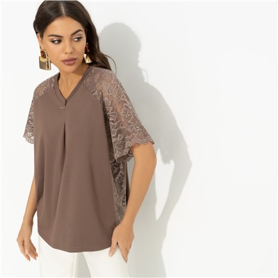 Футболка комбинированная с кружевом, Гармония без усилий