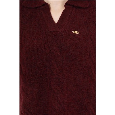Kadın Bordo V - Yaka Kazak