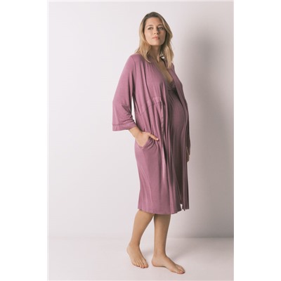 Bata "maternity" cinturón rosa