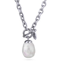 Кулон Якорь (Майорка 18мм белая; покрытие родий) 50см, Есть комплект