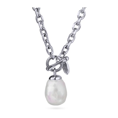 Кулон Якорь (Майорка 18мм белая; покрытие родий) 50см, Есть комплект