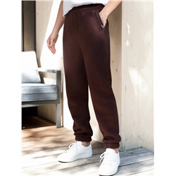 Брюки джоггеры теплые из футера трехнитики c начесом