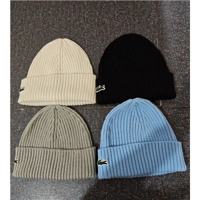 Осенне-зимняя теплая вязаная шапка ЛАКОСТ*Е