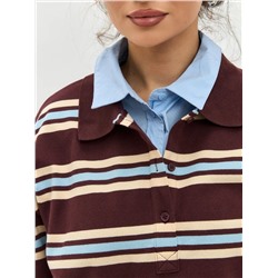 Женский пуловер поло в полоску, фабрика (5 цветов)