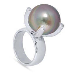 Кольцо (Майорка 16мм серо-коричневая; покрытие родий), Есть комплект