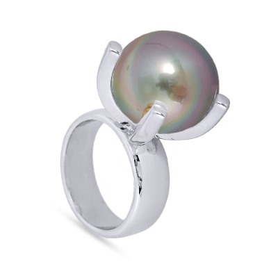 Кольцо (Майорка 16мм серо-коричневая; покрытие родий), Есть комплект