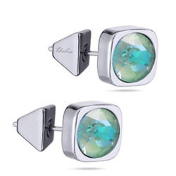 Пусеты Теннис (кристаллы SW мятные 8мм; покрытие родий), Есть комплект