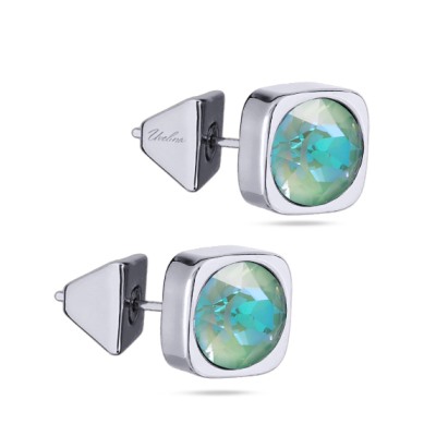 Пусеты Теннис (кристаллы SW мятные 8мм; покрытие родий), Есть комплект