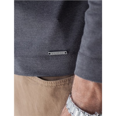 Тонкий лонгслив с круглым воротом на пуговицах из премиального хлопка с эластаном