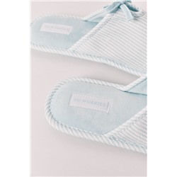 Zapatillas casa verde rayas lazo