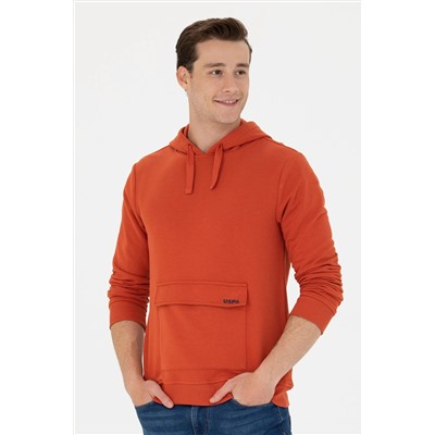 Erkek Kiremit Kapüşonlu Sweatshirt